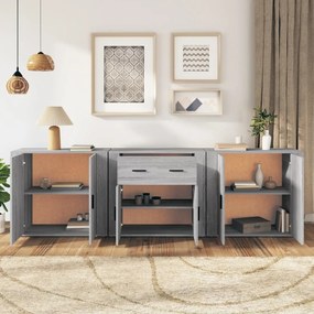 vidaXL Ντουλάπι 3 τεμ. Γκρι Sonoma από Επεξεργασμένο Ξύλο