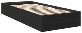vidaXL Πλαίσιο Κρεβατιού Μαύρο 90 x 190 εκ. από Επεξεργασμένο Ξύλο