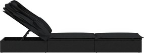 vidaXL Ξαπλώστρα Πτυσσόμενη Οροφή Μαύρη 213 x 63 x 97 εκ. Συνθ. Ρατάν