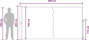 vidaXL Ανακλινόμενος Πλευρικός Απλώστρα Ορθογώνιος 200 x 500 cm