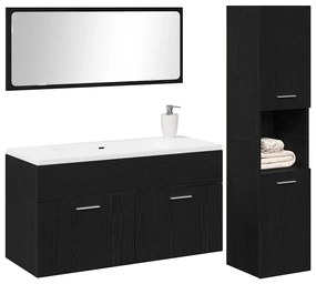 vidaXL Σετ Επίπλων Μπάνιου με πόρτα 3 pcs Μαύρη Οξυά 60 x 38.5 x 46 cm