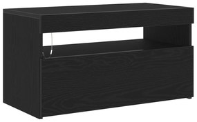 vidaXL Ντουλάπι τηλεόρασης με LED Φώτα Μαύρη Δρυς 75x35x40 εκ. Επεξεργασμένο ξύλο