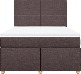 vidaXL Κρεβάτι Boxspring με Στρώμα Σκούρο Καφέ 140x190 εκ. Υφασμάτινο