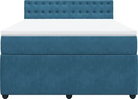 vidaXL Κρεβάτι Boxspring με Στρώμα Μπλε 140x190 εκ. Βελούδινο