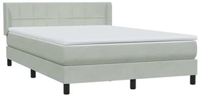 Κρεβάτι Boxspring με Στρώμα Ανοιχτό Γκρι 140x220 εκ. Βελούδινο - Γκρι