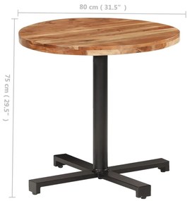 Τραπέζι Bistro Στρογγυλό Ø80 x 75 εκ. από Μασίφ Ξύλο Ακακίας - Καφέ