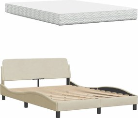 vidaXL Κρεβάτι με Στρώμα Κρεμ 140x190 εκ. Υφασμάτινο