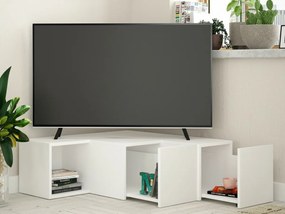 Τραπέζι Tv Ashburn 104, Άσπρο, Με συρτάρια, 90x32x92cm