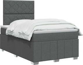 vidaXL Κρεβάτι box spring με στρώμα Σκούρο Γκρι 120 x 200 cm Ύφασμα