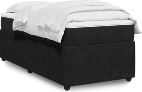 vidaXL Κρεβάτι Boxspring με Στρώμα Μαύρο 90x200 εκ. Βελούδινο
