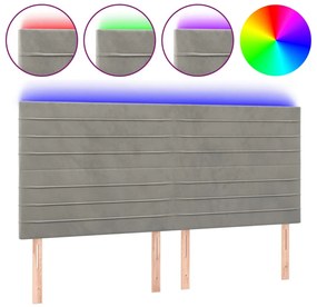 vidaXL Κεφαλάρι Κρεβατιού LED Ανοιχτό Γκρι 160x5x118/128 εκ. Βελούδινο