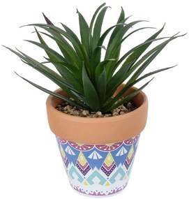 Τεχνητό Φυτό Σε Κασπώ Sansevieria 21047 Φ16x20cm Multi GloboStar Πηλός,Πολυαιθυλένιο