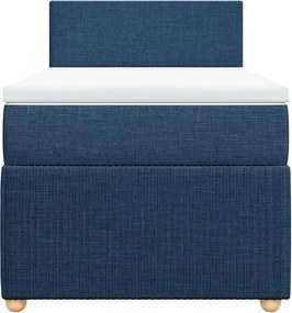 vidaXL Κρεβάτι Boxspring με Στρώμα Μπλε 90x190 εκ.Υφασμάτινο