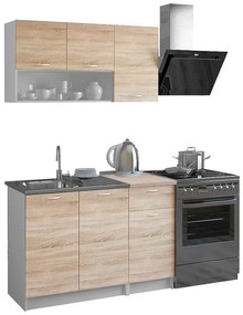 ΣΥΝΘΕΣΗ ΚΟΥΖΙΝΑΣ JADIEL ΜΕΛΑΜΙΝΗ ΜΕ ΠΑΓΚΟ SONAMA-ΛΕΥΚΟ HM2440 120x46-29,2 εκ.