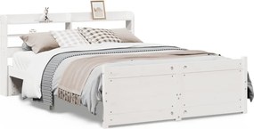 vidaXL Πλαίσιο Κρεβατιού Κεφαλάρι Λευκό 150x200εκ Μασίφ Πεύκο