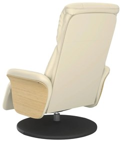 vidaXL Πολυθρόνα Ανακλινόμενη με Υποπόδιο Κρεμ από Συνθετικό Δέρμα
