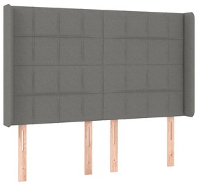 Κεφαλάρι Κρεβατιού LED Σκούρο Γκρι 147x16x118/128εκ. Υφασμάτινο - Γκρι