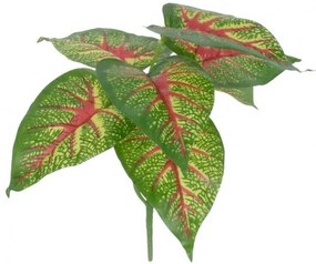 CALADIUM 78218 Τεχνητό Φυτό Καλάδιο - Μπουκέτο Διακοσμητικών Φυτών - Κλαδιών με Φύλλωμα Πράσινο - Κίτρινο - Κόκκινο Υ23cm Globos 78218 Πράσινο