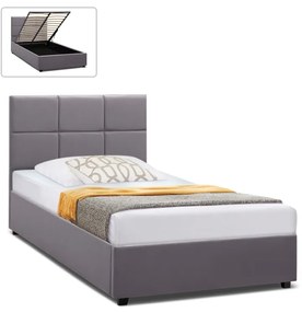 Κρεβάτι Kingston Megapap βελούδινο με αποθηκευτικό χώρο χρώμα γκρι 120x200εκ. - GP002-0006,2
