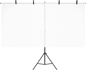 vidaXL Βάση Φόντου σε Σχήμα Τ Μαύρη 201x60x(70-200) εκ.