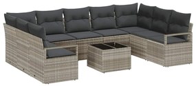 vidaXL Σετ Καναπέ Κήπου 10 pcs Ανοιχτό γκρι Πολυ ράταν