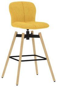 Καρέκλες Μπαρ Περιστρεφόμενες 2 τεμ Κίτρινες Υφασμάτινες - Κίτρινο