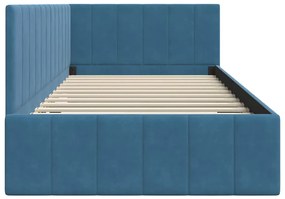 vidaXL Κρεβάτι Γωνίας με κεφαλάρι Μπλε 100 x 200 cm Βελούδο