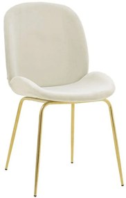 Καρέκλα Maley 273-000015 47x60x90cm Ivory-Gold Βελούδο, Μέταλλο