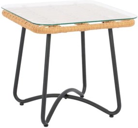 ΤΡΑΠΕΖΙ ΜΕΤΑΛΛΙΚΟ GERRY HM5717 ΜΕ WICKER ΜΠΕΖ 50x50x48,5 εκ.