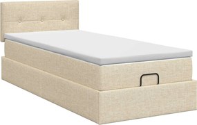 vidaXL Κρεβάτι Ottoman με στρώμα με κεφαλάρι Κρεμ 100 x 200 cm Ύφασμα