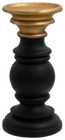 Κηροπήγιο Polyresin FL39316 Fylliana Μαύρο - Χρυσό 10x21 εκ. 10x10x21 εκ.