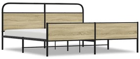 vidaXL Σκελετός Κρεβ. Χωρίς Στρώμα Sonoma Δρυς 180x200 εκ. Μεταλλικό