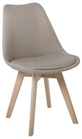 MARTIN Καρέκλα Οξιά Φυσικό, Ύφασμα Μπεζ, Μονταρισμένη Ταπετσαρία 49x57x82cm