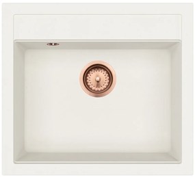 Helika Quadro SQQ 100 Ένθετος Γρανιτένιος Νεροχύτης με Χάλκινη Βαλβίδα Μ56.5xΠ51cm Λευκός