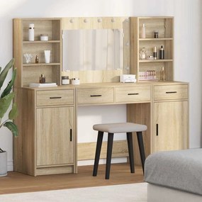 vidaXL Σετ Τραπεζιού Μακιγιάζ 3 pcs Δρύς Sonoma 78.5 x 41 x 135 εκ