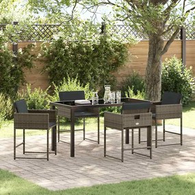 vidaXL Σέτ φαγητού για κήπο 5 pcs Γκρι συνθετικό ρατάν
