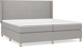 vidaXL Κρεβάτι Boxspring με Στρώμα Ανοιχτό Γκρι 200x200 εκ. Υφασμάτινο