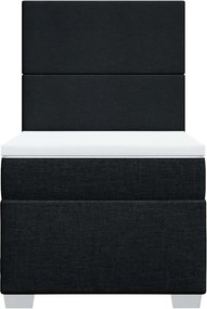 vidaXL Κρεβάτι Boxspring με Στρώμα Μαύρο 90x190 εκ.Υφασμάτινο