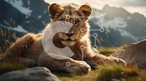 Intra Συλλεκτικό Ξύλινο Παζλ Plywood 4mm - Αξιολάτρευτο λιοντάρι που αναπαύεται σε βραχώδες έδαφος Σε Ξύλινο Κουτί - Διαστάσεις: 10x10 cm – 25 κομμάτια