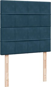 vidaXL Κρεβάτι Boxspring με Στρώμα Μπλε 90x200 εκ. Βελούδινο