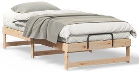 vidaXL Κρεβάτι με λαβές μεταφοράς Καφέ 90 x 200 εκ. Μασίφ ξύλο πεύκου