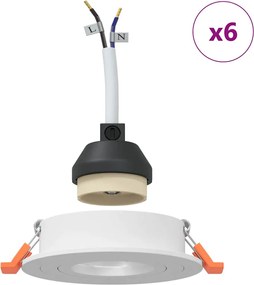 vidaXL Σποτ 6 pcs Λευκό 9 x 9 x 2 εκ. Αλουμίνιο
