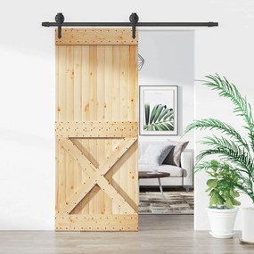 vidaXL Συρόμενη Πόρτα Φυσικό και Μαύρο 85 x 210 cm
