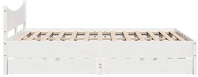 vidaXL Πλαίσιο Κρεβατιού με Συρτάρια Λευκό 150x200εκ Μασίφ Πεύκο
