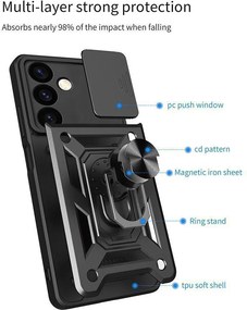 Θήκη Ring Armor CamPro Sonique Realme C55 Ασημί