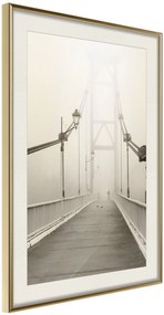 Αφίσα - Bridge Disappearing into Fog - 20x30 - Χρυσό - Με πασπαρτού