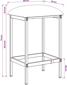 vidaXL Μπαρ σκαμπό Μπλε 40 x 32 x 74 εκ Επεξεργασμένο Ξύλο