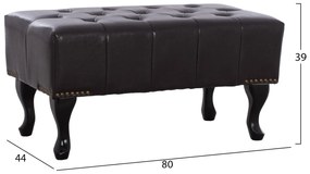 Ταμπουρέ Υποπόδιο T.Chesterfield Emma PU 80x44x39Y εκ.Σκ.Καφέ