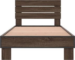 vidaXL Πλαίσιο Κρεβατιού Καφέ Δρυς 100x200 εκ. Επεξ. Ξύλο &amp; Μέταλλο