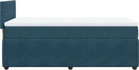 vidaXL Κρεβάτι Boxspring με Στρώμα Μπλε 90x190 εκ. Βελούδινο
